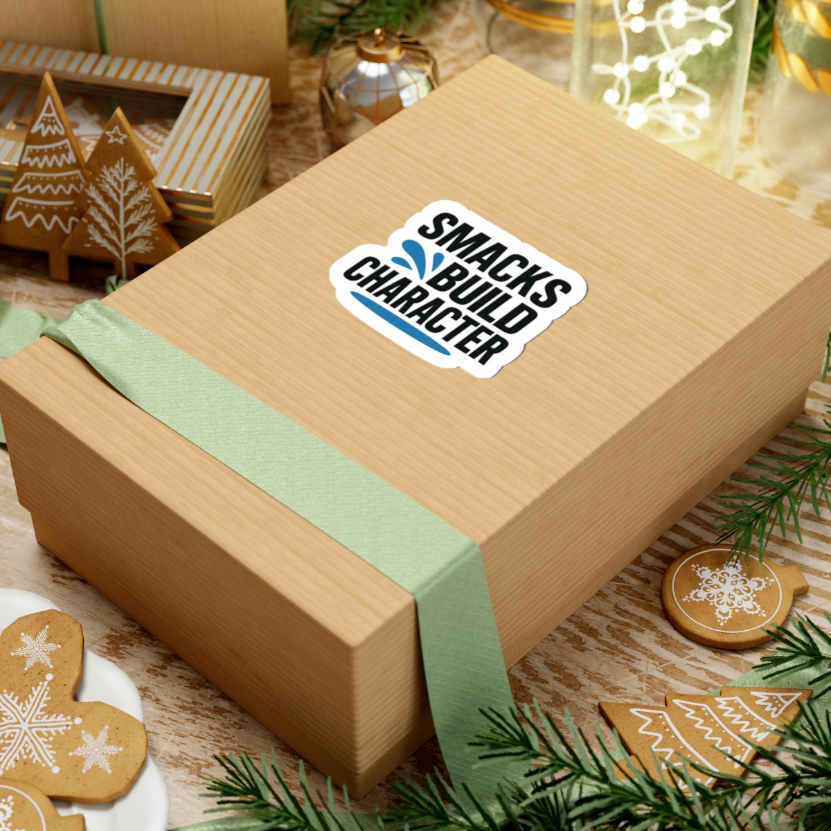 "Smacks Build Character" Funny Kiss-Cut Stickers - Perfect for Laptops, Water Bottles, and Gifts