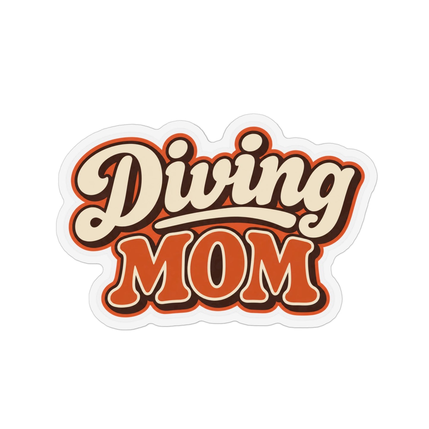Diving Mom Retro Script Magnet